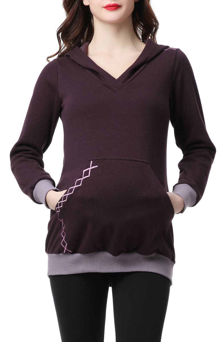 Kimi and Kai Mandie Embroidered Maternity Hoodie, Main, color,
