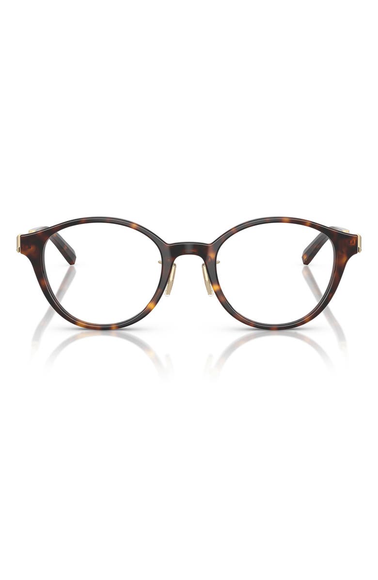 Tiffany & Co. 48mm Round Optical Glasses, Main, color, Havana / Demo Lens