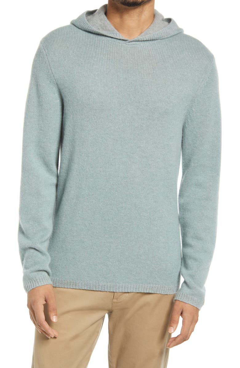 Vince Cashmere Sweater Hoodie, Main, color, Sagebrush/ H Grey