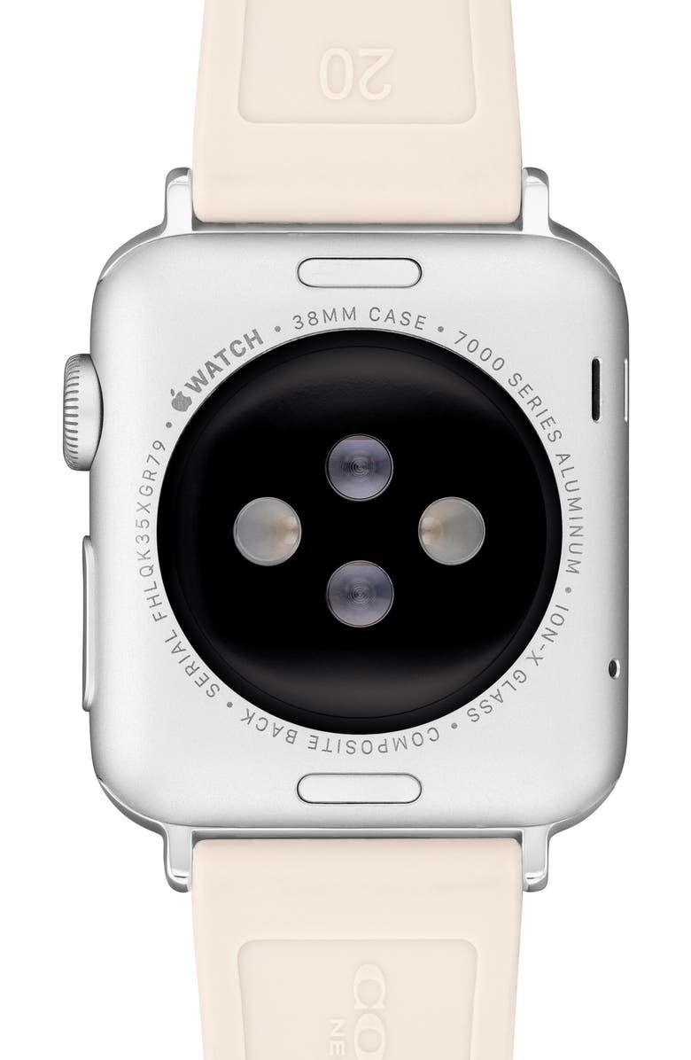 COACH Floral Print Silicone Apple Watch<sup>®</sup> Watchband, Alternate, color, Chalk