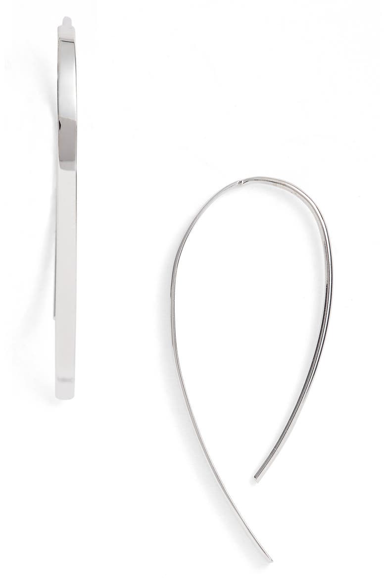 14K Gold Mini Flat Hooked-On Hoop Earrings, Main, color, WHITE GOLD