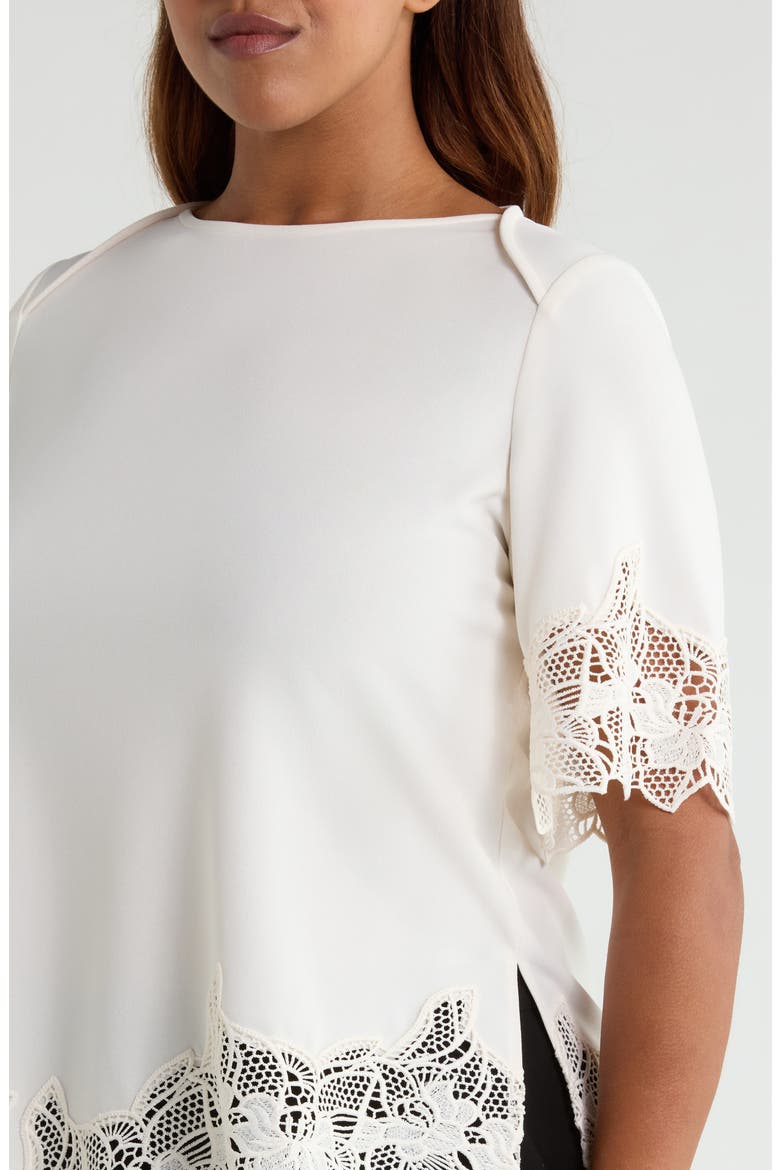 Lace Trim Asymmetrical Knit Top, Alternate, color, WHITE DOVE