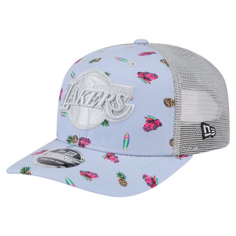 Men's New Era Light Blue/Gray Los Angeles Lakers Adventure Aloha Pattern 9SEVENTY Stretch-Snap Hat