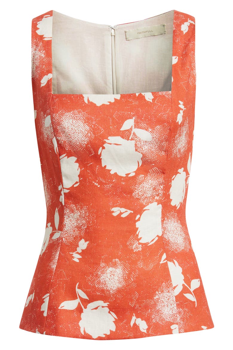 Mina Abstract Floral Peplum Top, Alternate, color, SUNROSE ROSSO