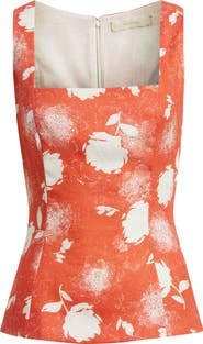 Faithfull the Brand Mina Abstract Floral Peplum Top