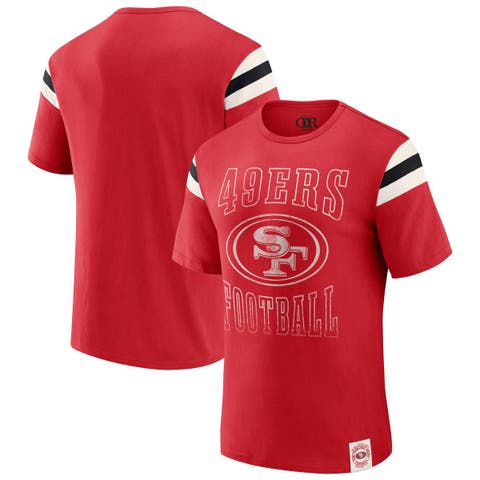 Men's Darius Rucker Collection by Fanatics  Scarlet San Francisco 49ers Football Stripe Sleeve T-Shirt