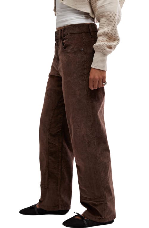 Shop Free People Risk Taker Corduroy Straight Leg Pants In Chocolate Truffle