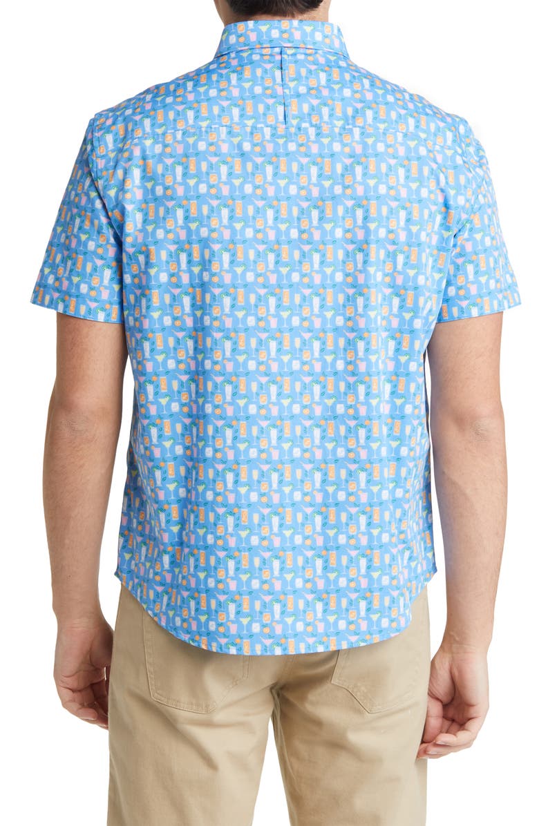 Johnston & Murphy Cocktail Print Short Sleeve Button-Down Shirt, Alternate, color, 