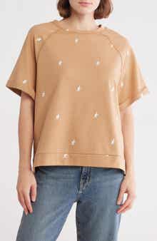 WISHLIST Star Embroidered Terry Top