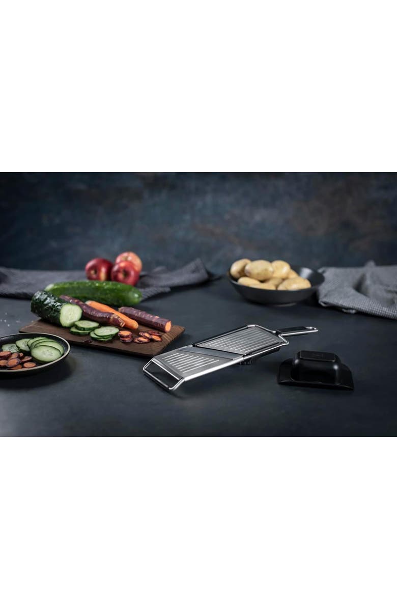 Kuhn Rikon Essential Mandoline Slicer with Adjustable Stainless Steel Blade for Vegetables & Fruit, Alternate, color, Silver