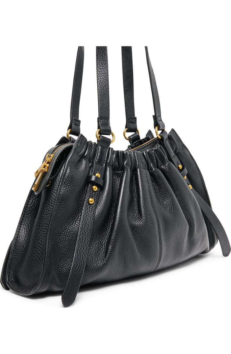 Dolce Vita Sloan Ruched Leather Shoulder Bag, Alternate, color, Black