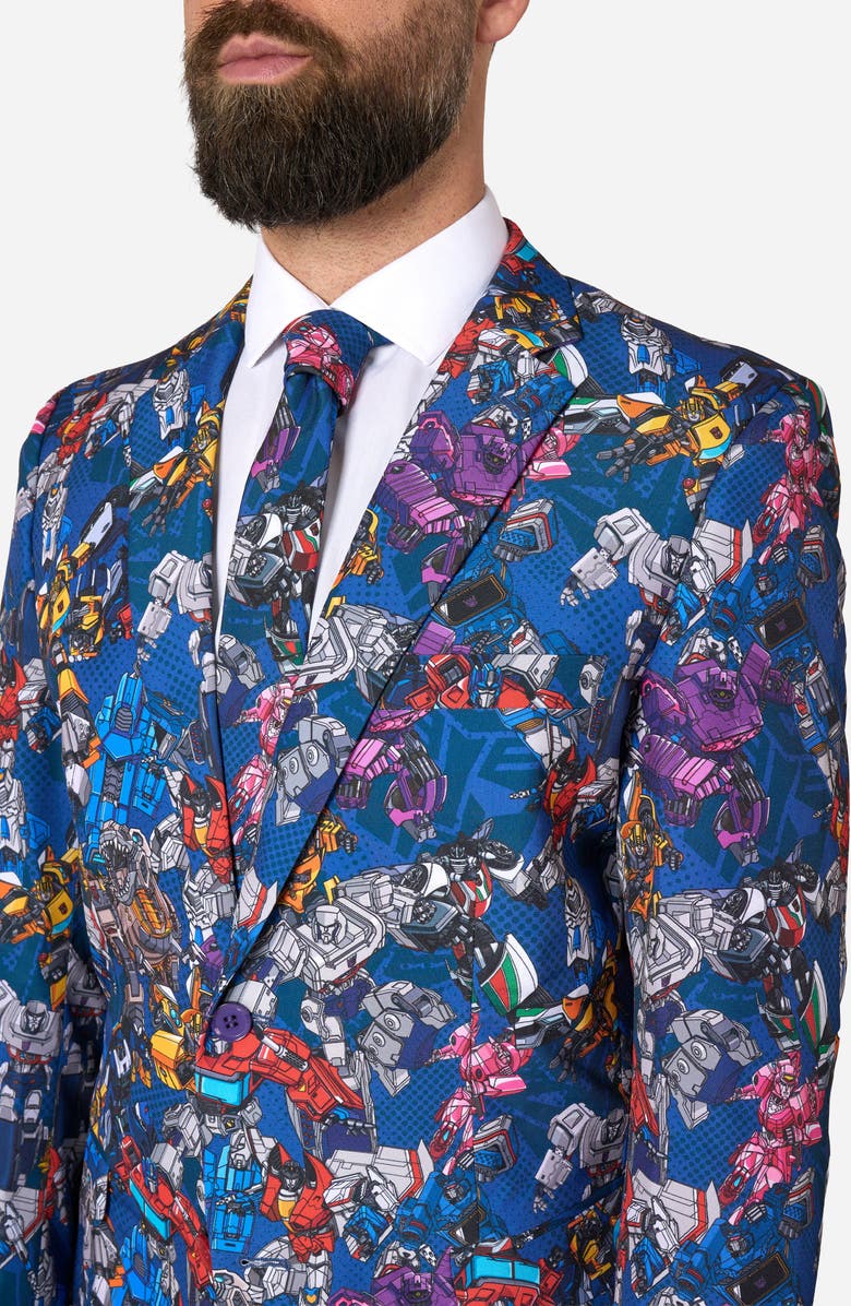 OppoSuits x Transformers Slim Fit Two-Piece Suit & Tie Set, Alternate, color, Blue Multi
