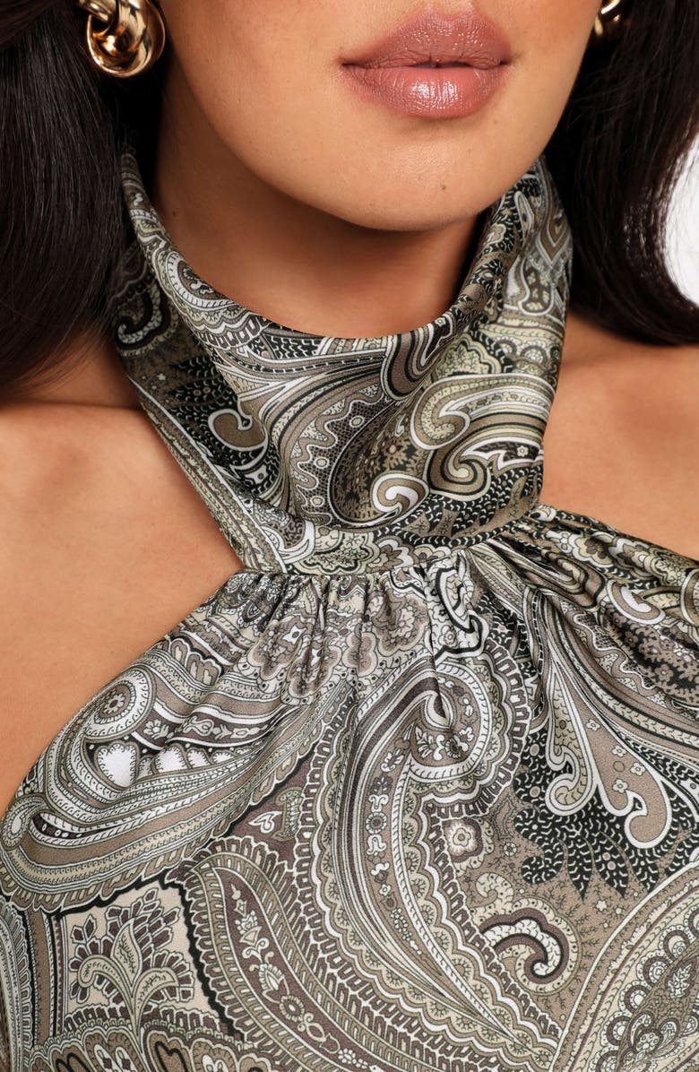 Marciano Treasure Paisley Halter Top, Alternate, color, Paisley Taupe Combo