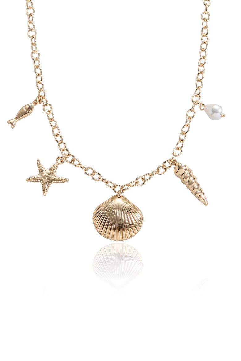 Seaside Treasures Charm Necklace, Alternate, color, GOLD