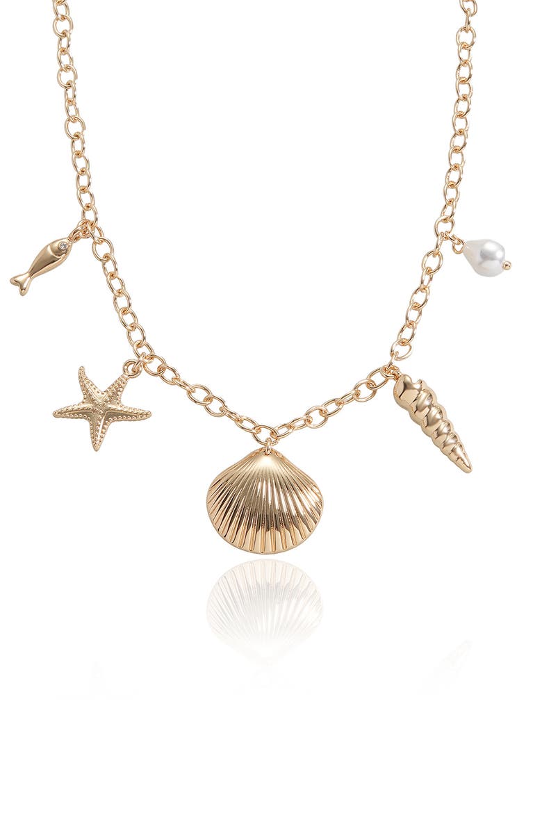 Ettika Seaside Treasures Charm Necklace, Alternate, color, Gold