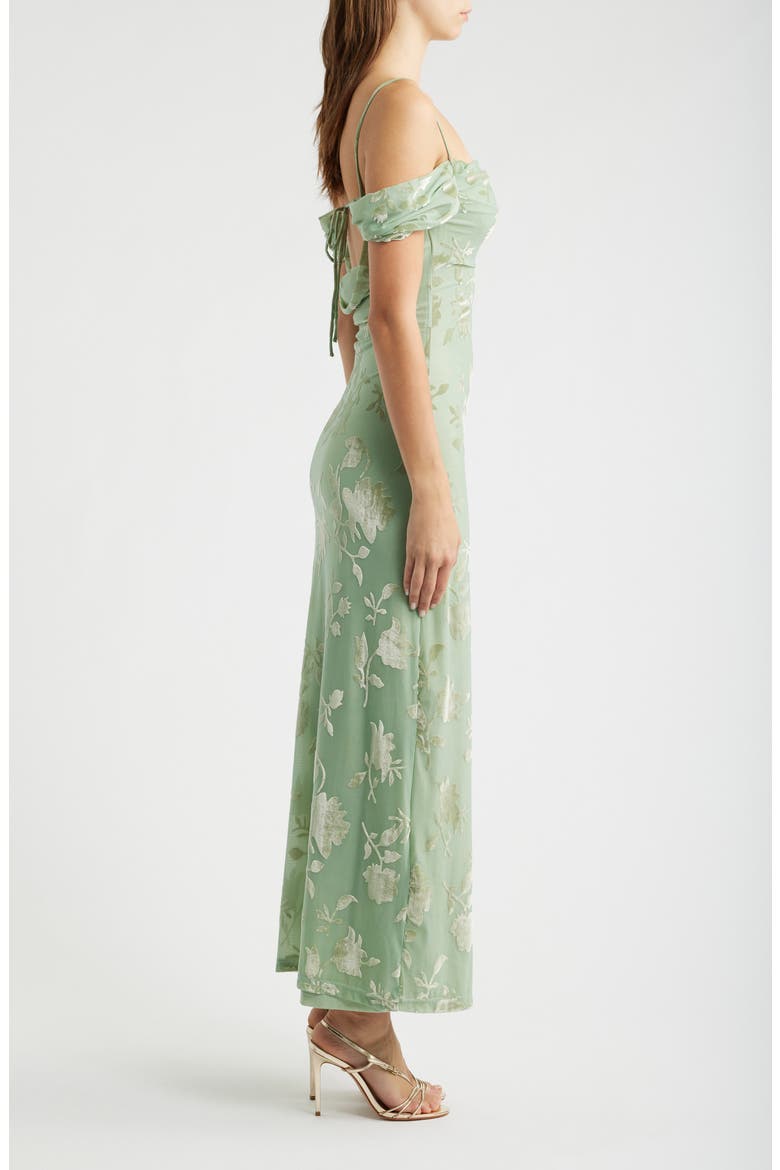 Green Gables Burnout Off the Shoulder Maxi Dress, Alternate, color, SAGE