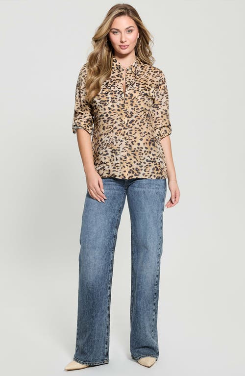 Guess Enora Equipment Leopard Print Button-up Shirt In Brown Cheetah