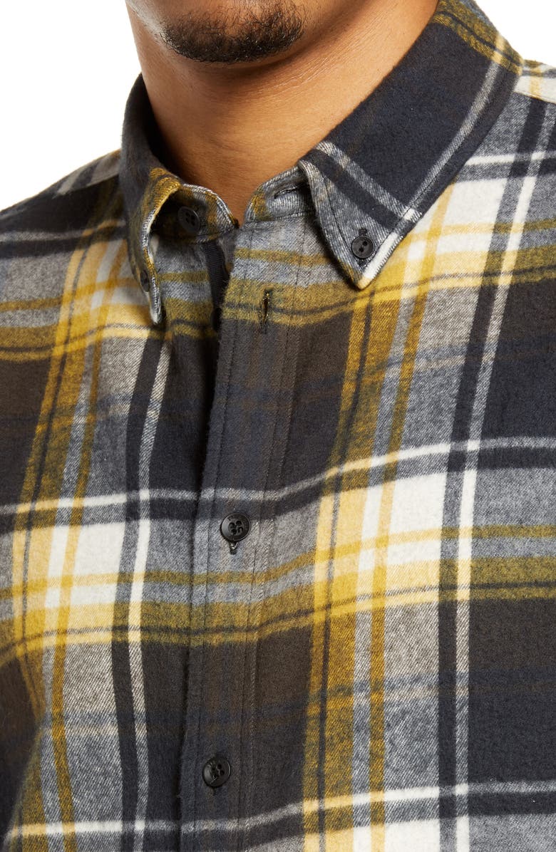 rag & bone Tomlin Fit 2 Plaid Flannel Button-Down Shirt, Alternate, color, Blckyllw