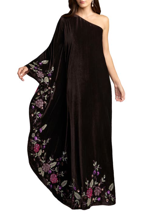 Embellished Velvet Kaftan Gown