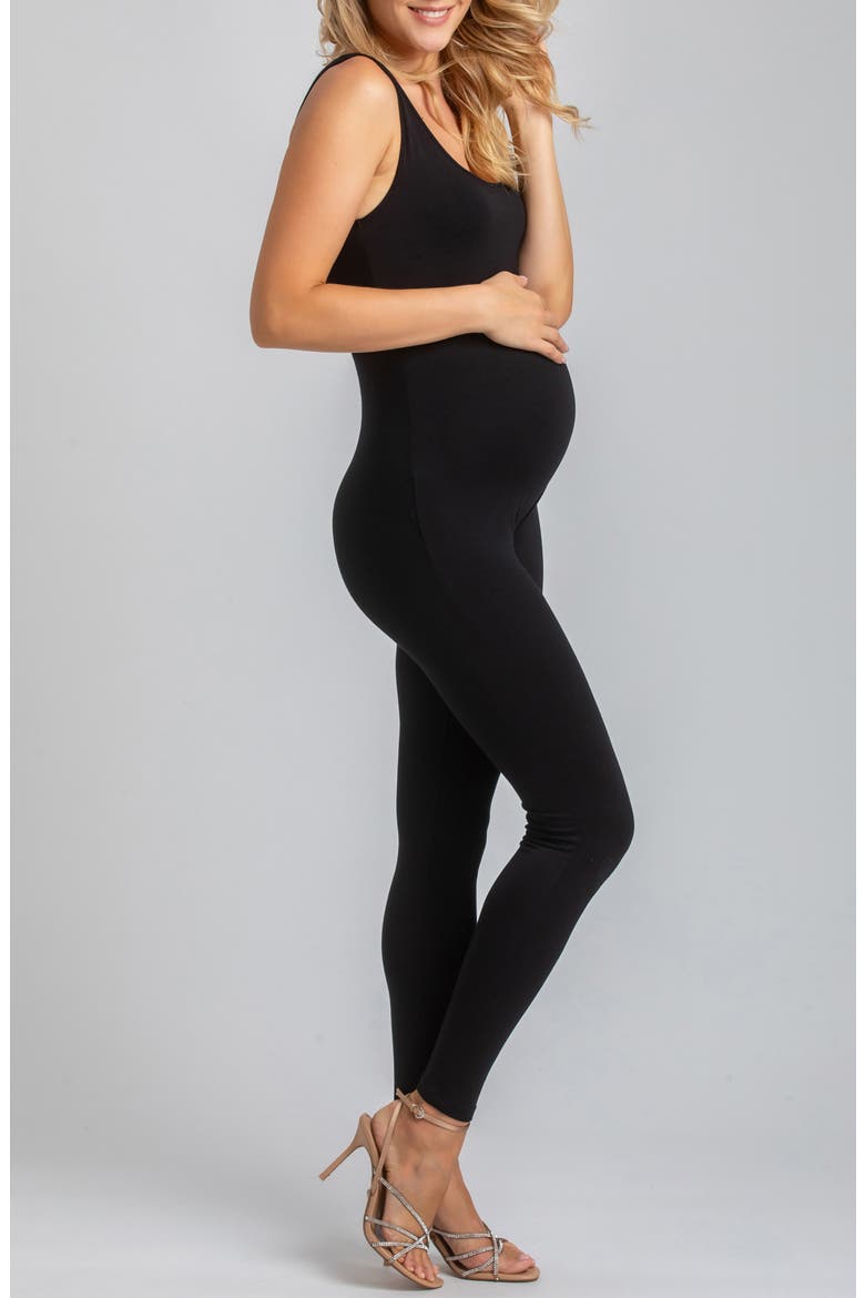 Scoop Neck Maternity Jumpsuit, Main, color, BLACK