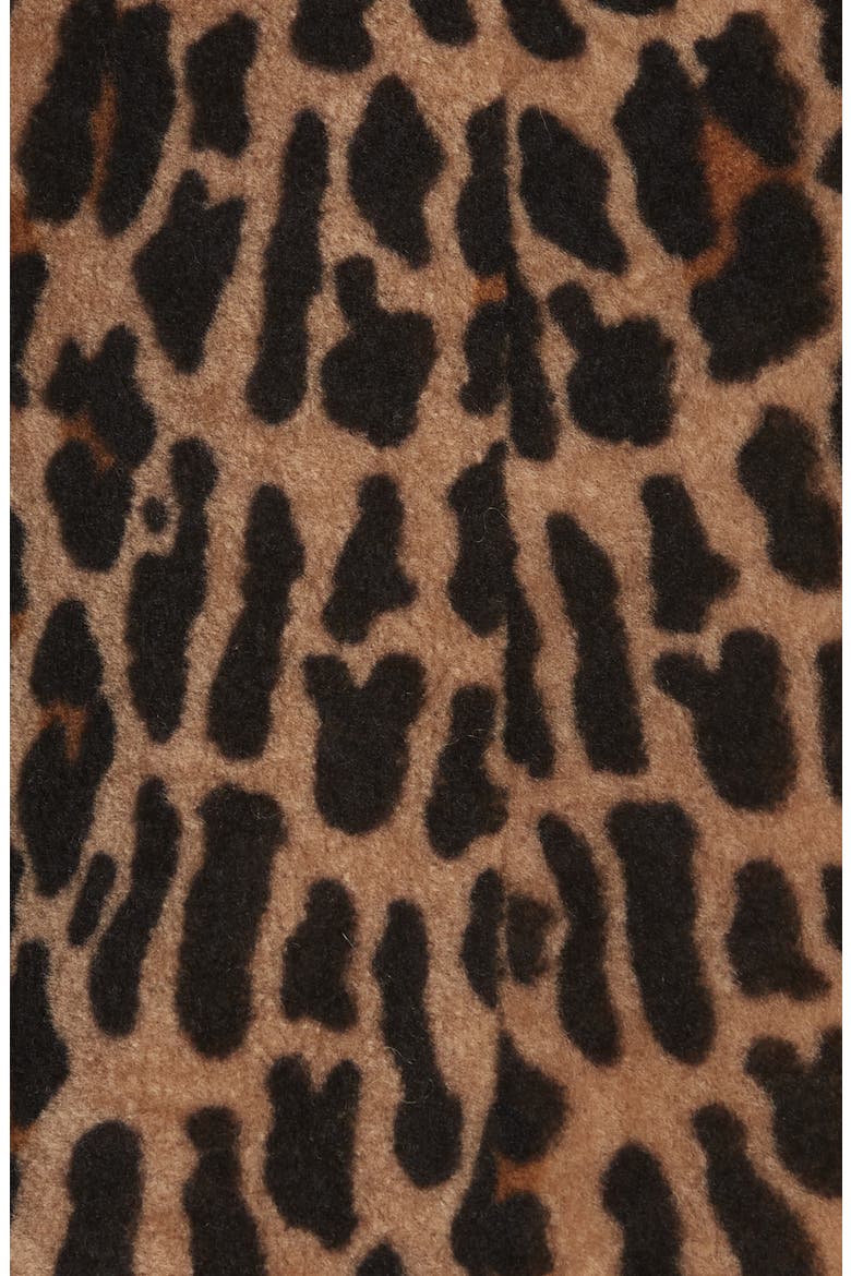Leopard Print Crop Sleeve Genuine Shearling Coat, Alternate, color, CHINO