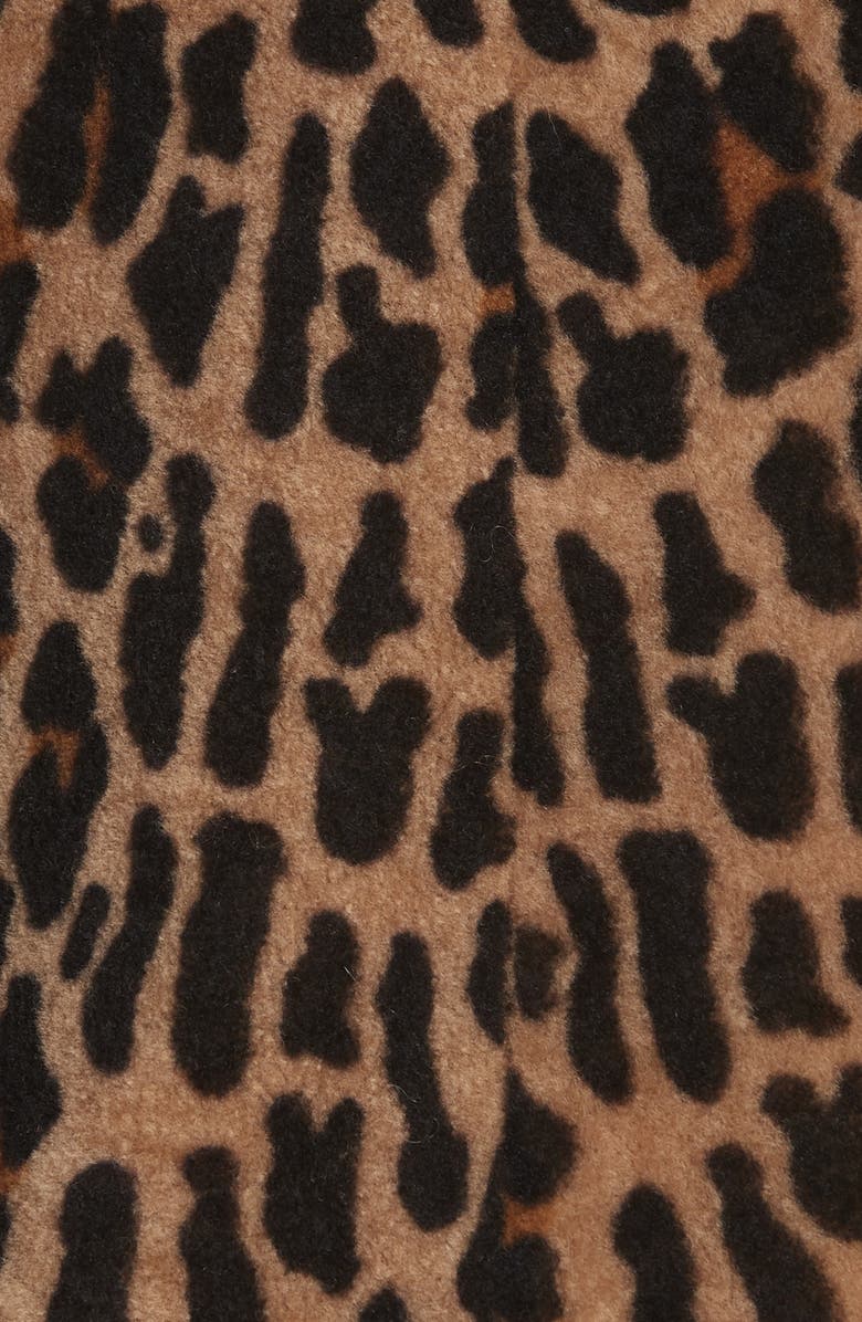 Michael Kors Leopard Print Crop Sleeve Genuine Shearling Coat, Alternate, color, 