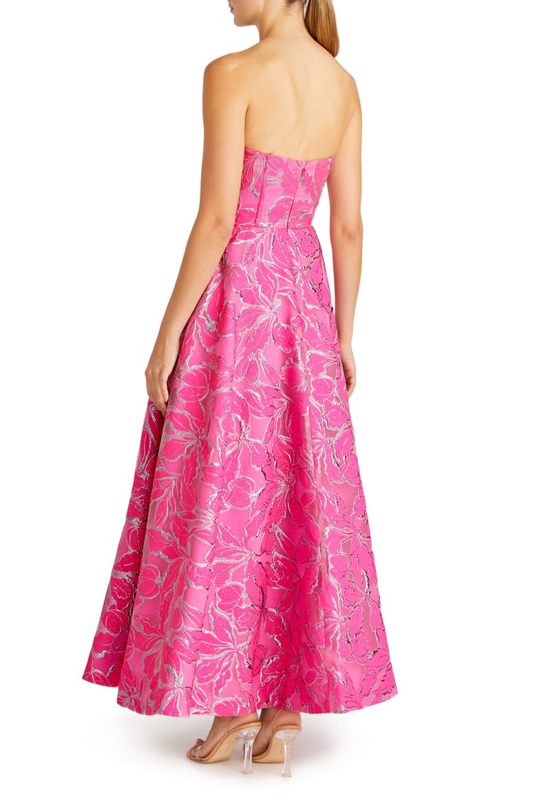 Amelia Strapless Metallic Brocade Gown, Alternate, color, AZALEA PINK