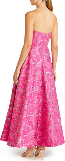 Amelia Strapless Metallic Brocade Gown