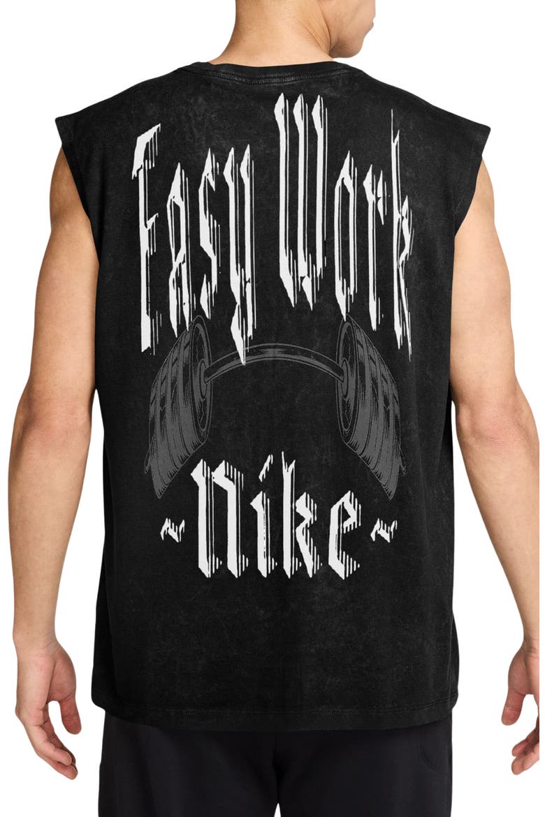 Swoosh Graphic Loose Sleeveless T-Shirt, Alternate, color, BLACK/ WHITE