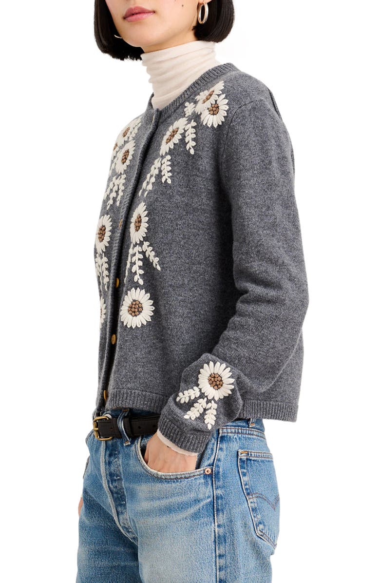 Alex Mill Becca Embroidered Floral Merino Wool Cardigan, Alternate, color, 