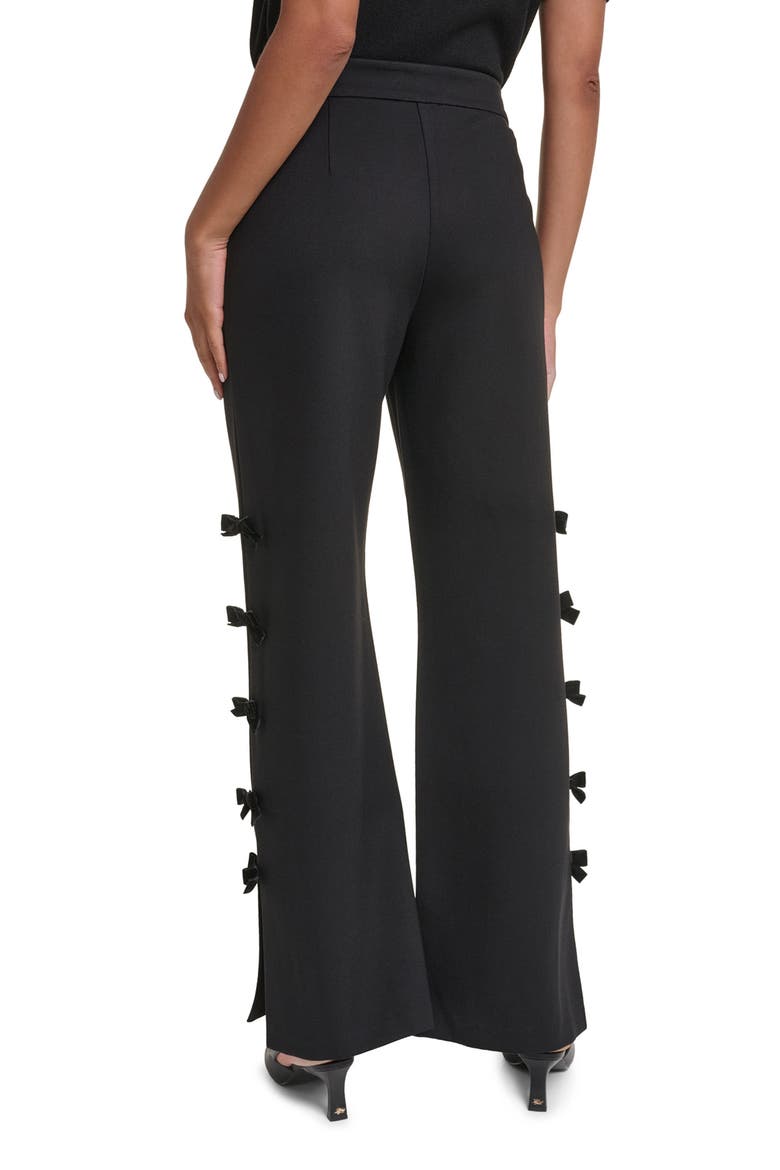 Bow Trim Pintuck Trouser Pants, Alternate, color, BLACK