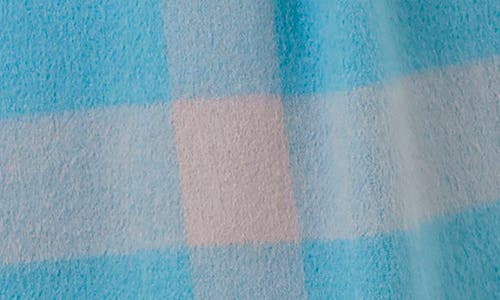 Mulberry Large Check Merino Wool Scarf In Kingfisher Blue/powder Rose