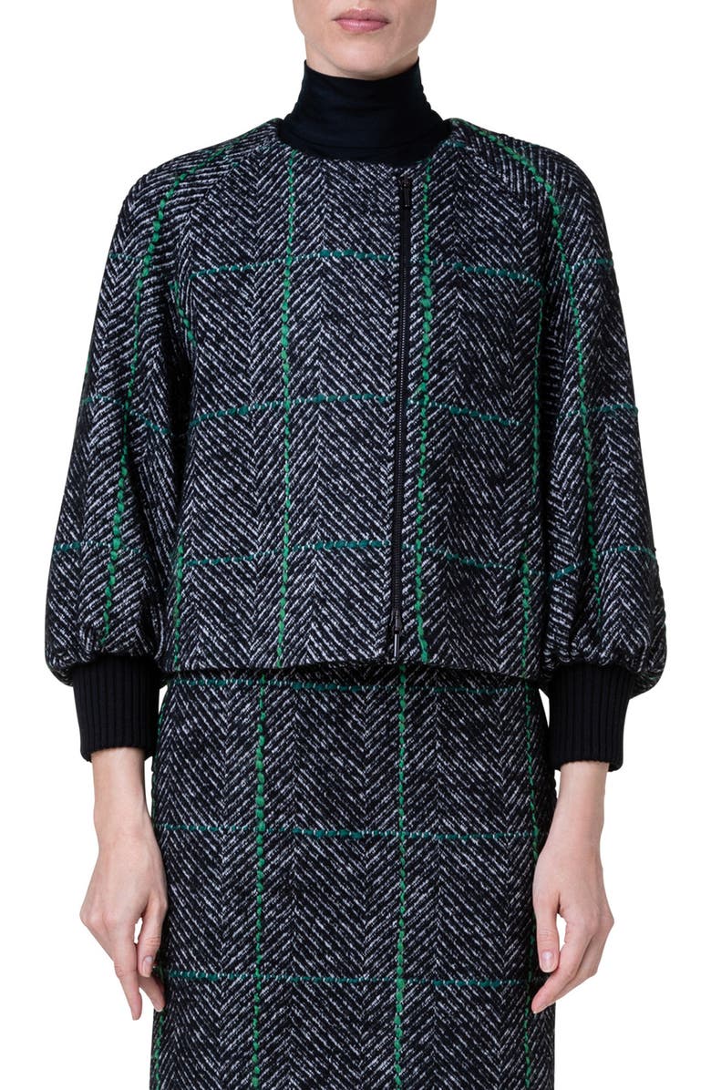 Akris punto Windowpane Check Herringbone Jacket, Main, color, 