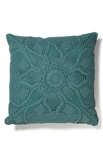 Roselli Trading Company Emma Crocheted Accent Pillow In Green