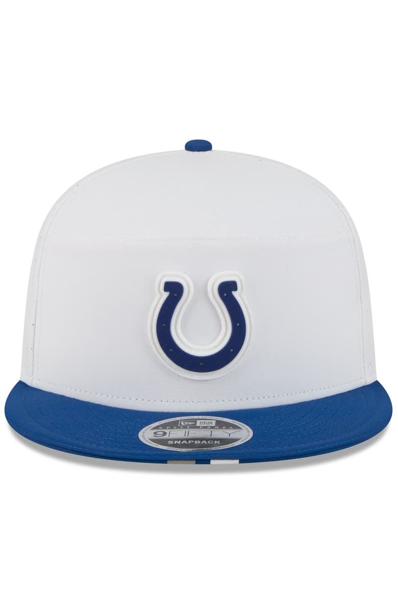 New Era Men's New Era White/Royal Indianapolis Colts 2025 NFL Training Camp Split Panel 9FIFTY Snapback Hat, Alternate, color,