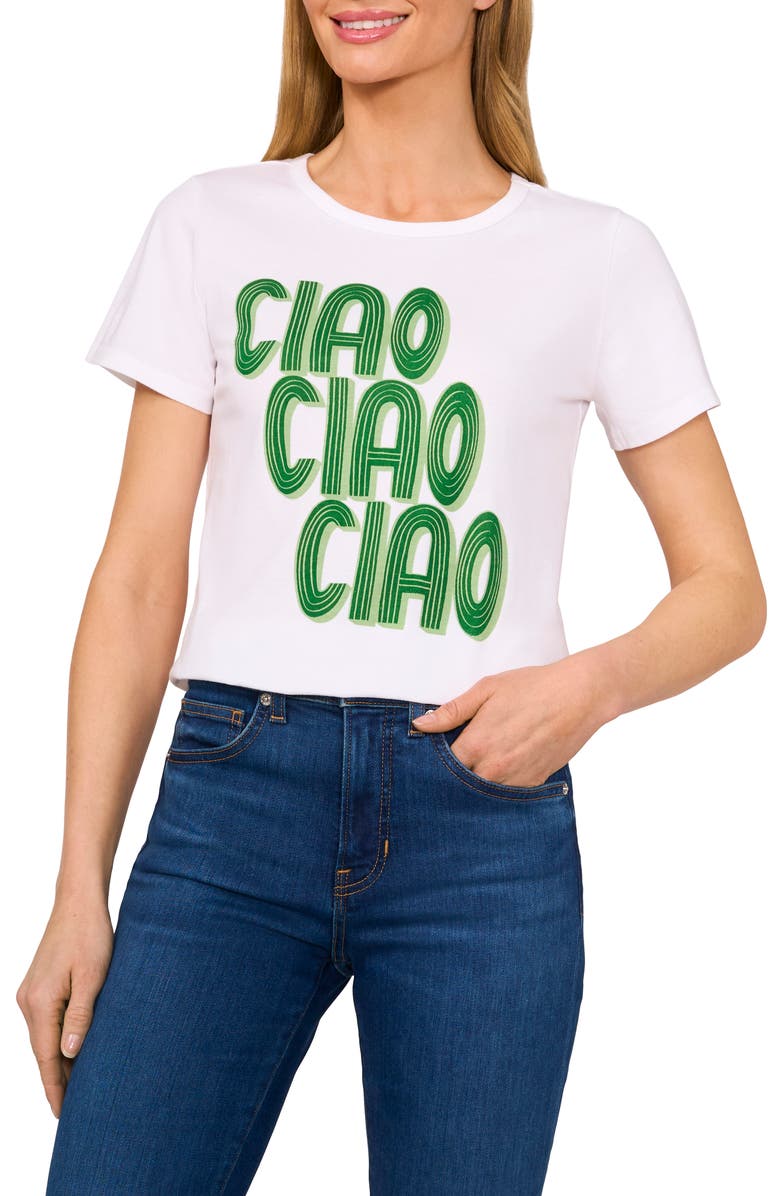 CeCe Ciao Crewneck Cotton Graphic T-Shirt, Main, color, 