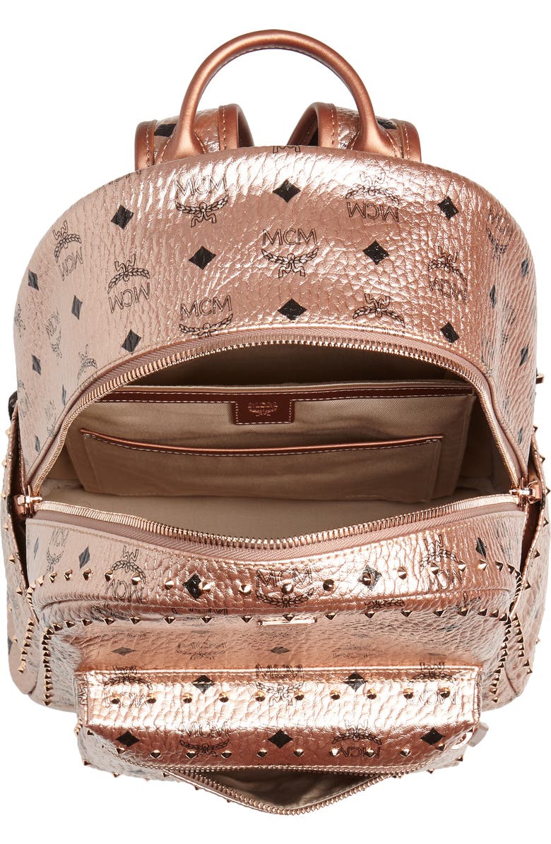 MCM Medium Stark Side Stud Coated Canvas Backpack, Alternate, color,