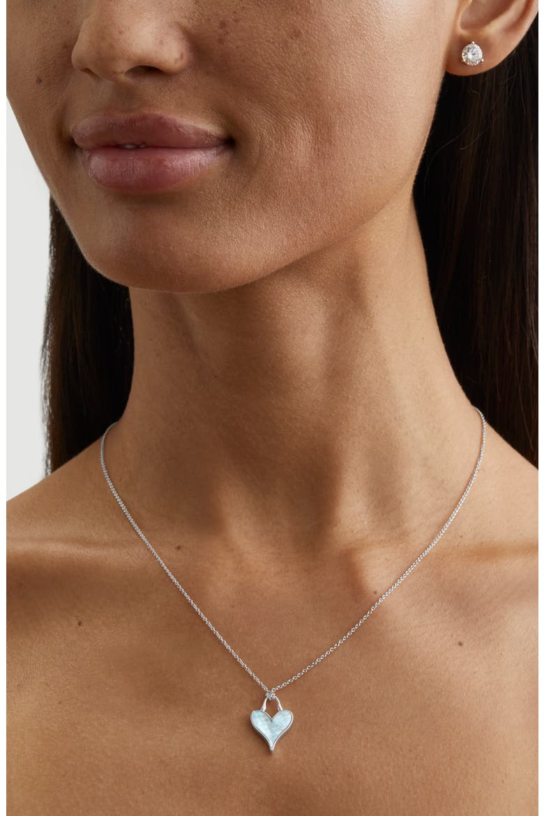 LoveLock Sterling Silver & Mother-of-Pearl Heart Pendant Necklace, Alternate, color, STERLING SILVER