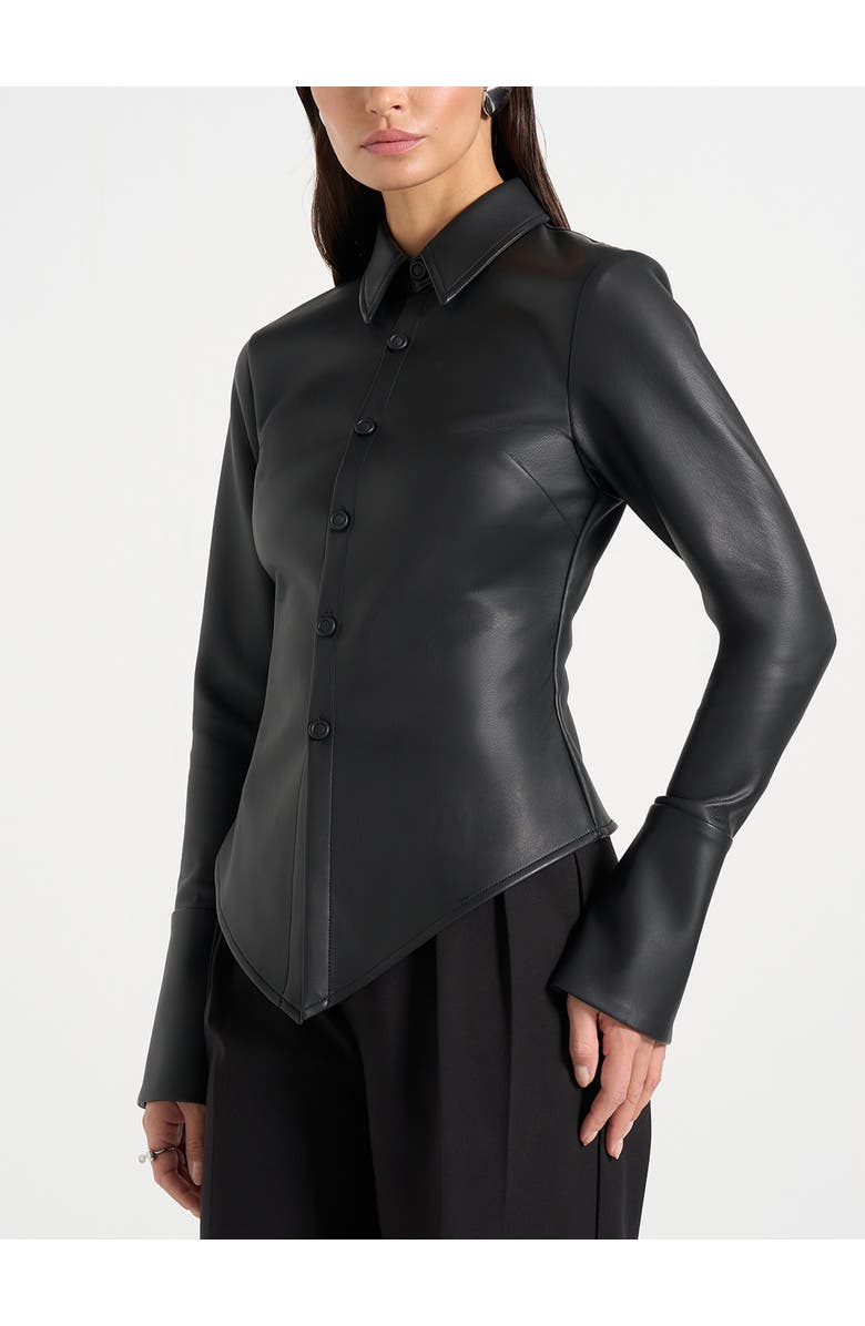 Manière De Voir Sonia Leather Cinch Shirt, Alternate, color, Black