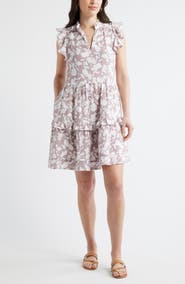 Caslon® Floral Ruffle Gauze Dress