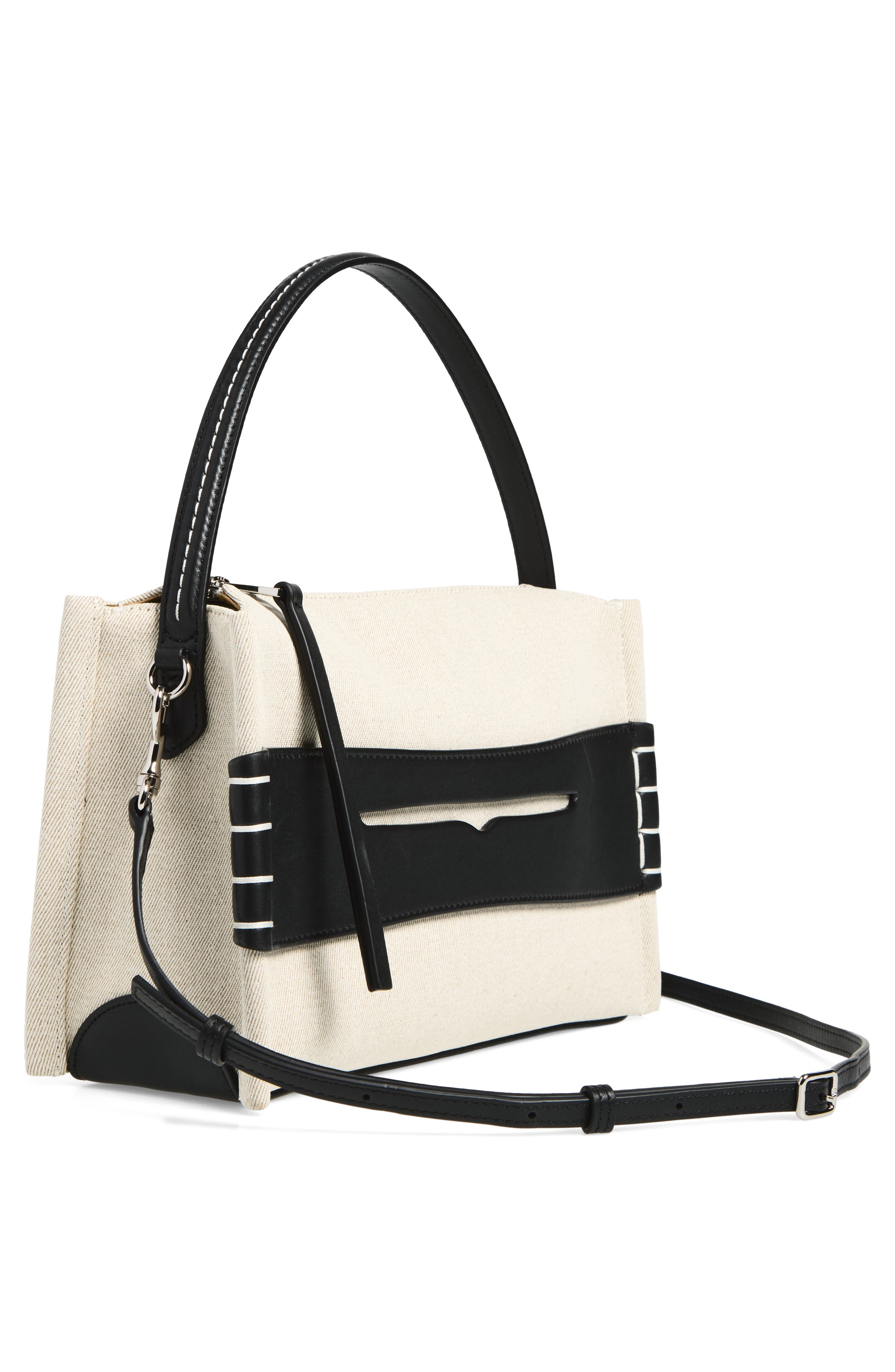 Loafer Canvas Top Handle Bag, Alternate, color, NATURAL/ BLACK 157