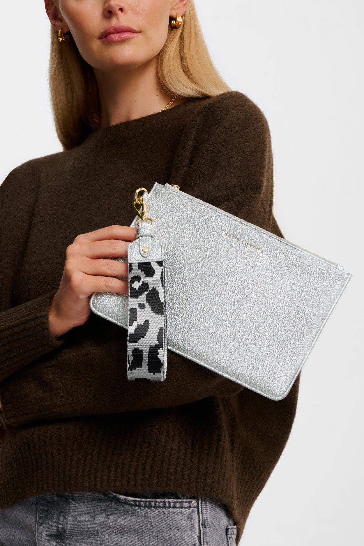 Katie Loxton Hallie Wristlet Pouch, Alternate, color, Silver