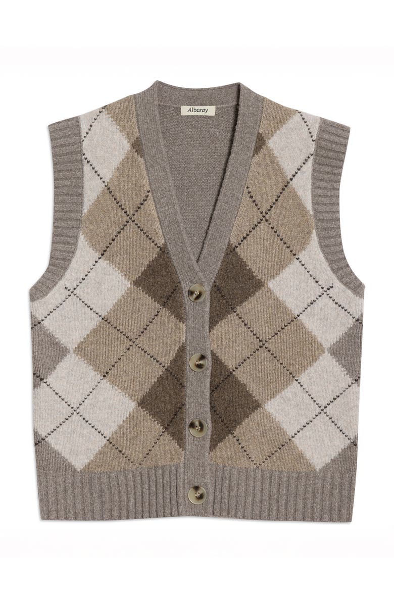 Albaray Argyle V-Neck Tank Top, Alternate, color, Brown