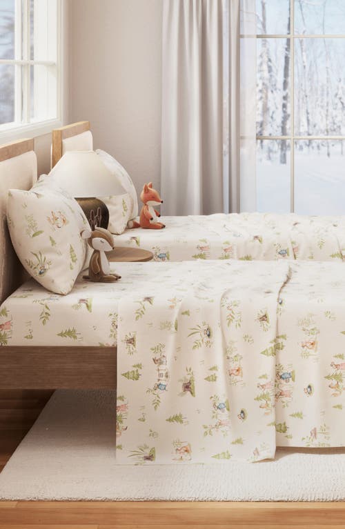 Woven & Weft Christmas Forest 4-piece Flannel Bed Sheet Set In Neutral