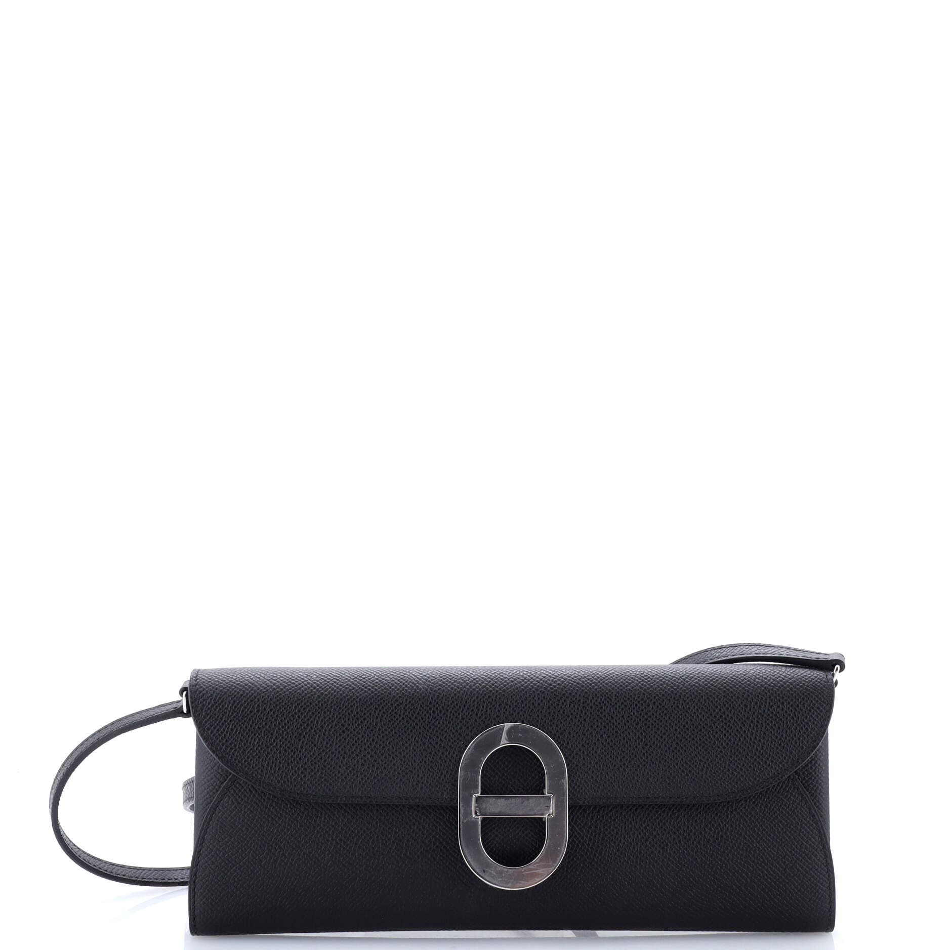 Pre-Owned Hermes Chaine d'Ancre To Go Wallet Epsom, Main, color, Noir