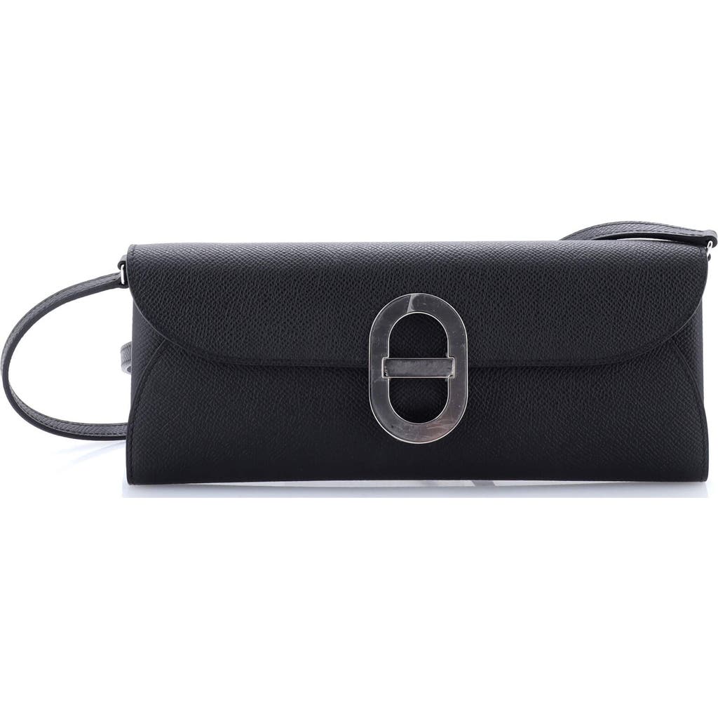 Pre-owned Hermes Hermes Chaine D'ancre To Go Wallet Epsom In Black