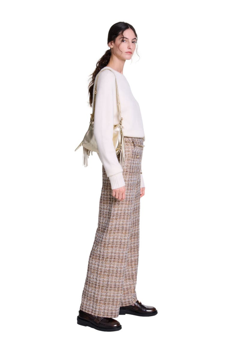 Tweed trousers, Alternate, color, Brown