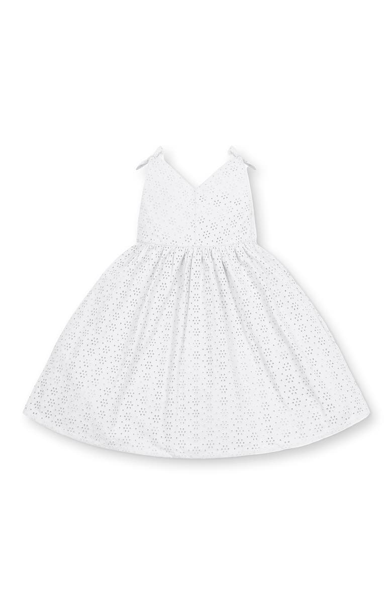 Hope & Henry Baby Girls' Organic Eyelet Bow Shoulder Dress, Infant, Alternate, color, White Eyelet