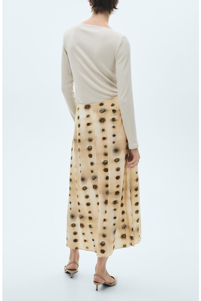 Dot Print Knot Midi Skirt, Alternate, color, BEIGE