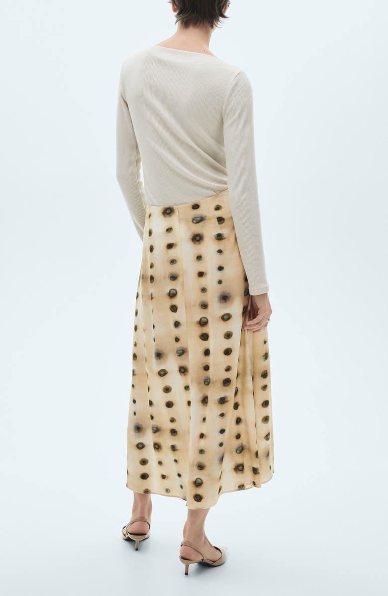 MANGO Dot Print Knot Midi Skirt, Alternate, color,